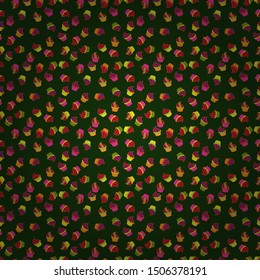 Seamless background cakes. Cute birthday background on green, red and orange. Seamless pattern. Cupcake, macaron, shortbread. Watercolor illustration. Vector illustration.
