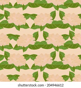 Seamless background with camellia flowers, vector illustration