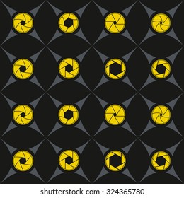 Seamless background with camera shutter symbols for your design
