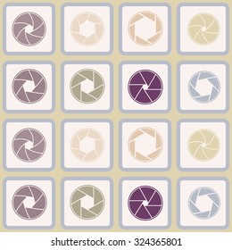 Seamless background with camera shutter symbols for your design