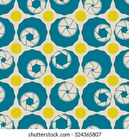 Seamless background with camera shutter symbols for your design