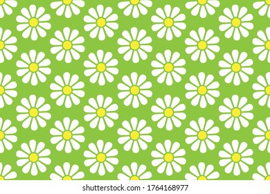 Seamless background with camomile flower. Simple design gift paper greeting card.