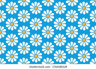 Seamless background with camomile flower. Simple design gift paper greeting card.