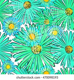 Seamless background of camomile. Vector