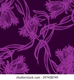 Seamless background with campanula flowers. Floral pattern. Vector illustration.