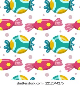 Seamless background with candies. Cute background, design element for packaging, paper, wallpaper, banner. Vector illustration.