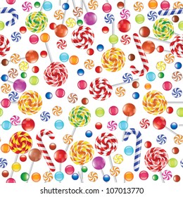 seamless background with candies, jellies and lollipops