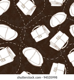 Seamless  background with with caps and bags pattern