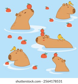 seamless background, capybara background, capybara in water