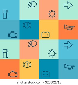 Seamless background with car dashboard icons for your design
