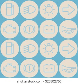 Seamless background with car dashboard icons for your design