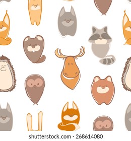 Seamless background card with funny animals. Cute childish seamless pattern in cartoon style. Seamless pattern can be used for wallpapers, pattern fills, web page backgrounds,surface textures
