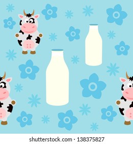Seamless background card with funny cow