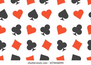 Seamless background with card suits on white background