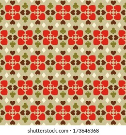 Seamless background with card suits for textiles, interior design, for book design, website background.