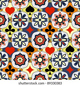 Seamless background with card suits theme