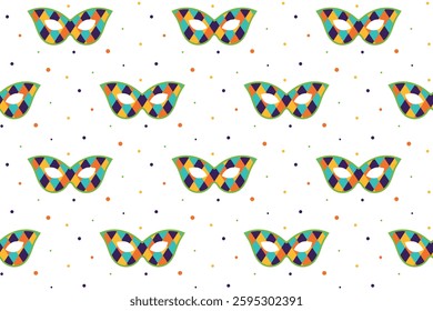 Seamless background with carnival masks. Vector illustration.
