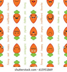 Seamless background with Carrots emotions.