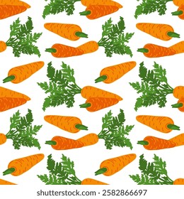 Seamless background of carrots. Flat illustration of carrot background. Carrots seamless pattern. Carrot flat background illustration.