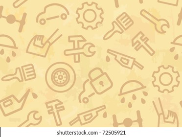 Seamless background with cars and spare parts