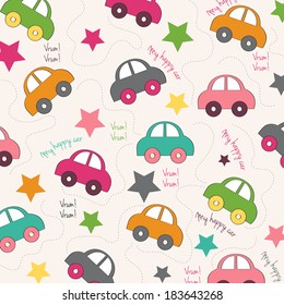 seamless background with cars, vector illustration