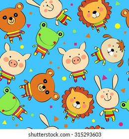 seamless background with cartoon animals