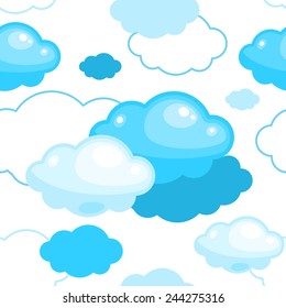 Seamless background with cartoon clouds