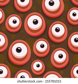 Seamless background with cartoon eyes of red monster