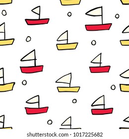 Seamless background with cartoon ships.