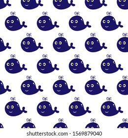 Seamless background with cartoon whales for packaging design, paper printing, simple backgrounds and texture, posters and banners and Wallpaper.