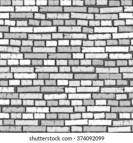 Seamless background of cartoon white old ( with crack) brick wall.