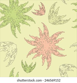Seamless background with carved flowers.