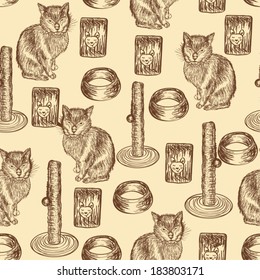 Seamless background with cats