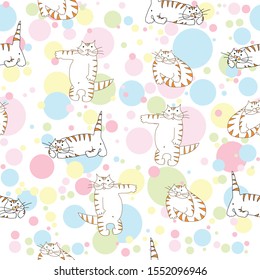 Seamless background with cats and balls