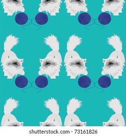 seamless background with cats and clews