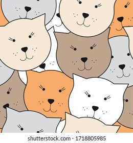 Seamless background with cats. Cute cats. Cat pattern.
