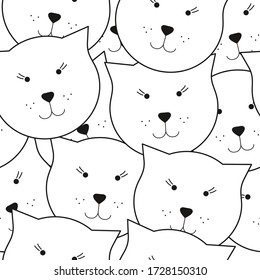 Seamless background with cats. Pattern with faces of cats.