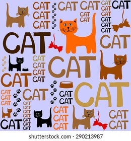 Seamless background with cats. Vector Illustration