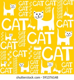 Seamless background with cats. Vector Illustration