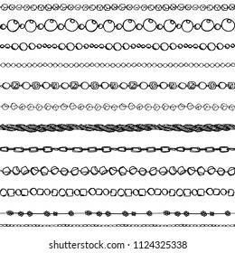 Seamless background of chains and pearls. Vector illustration 