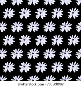 Seamless background with chamomile. Design for cloth, wallpaper, gift wrapping. Print for silk, calico and home textiles.Vintage natural pattern.