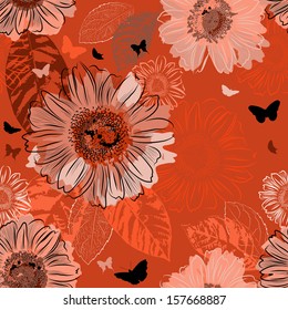 seamless background with chamomiles