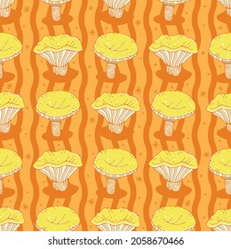 Seamless background with chanterelles. Cute vector illustration. Mushrooms seamless pattern