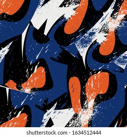 Seamless background with chaotic shapes, grunge spots.