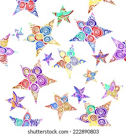 seamless background of cheerful colored stars. Vector