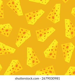 Seamless background with cheese pattern. Cheese pattern vector perfect for food backgrounds, wallpaper, packaging, wrapping paper, textile design, and restaurant menu decoration