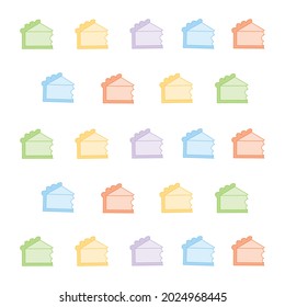Seamless background of cheesecake pieces. Colorful sweet cakes slices backdrop. Vector illustration
