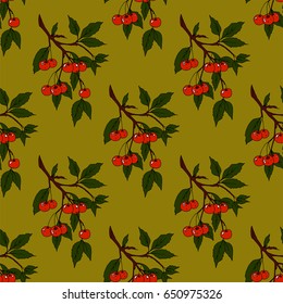Seamless background with cherries.