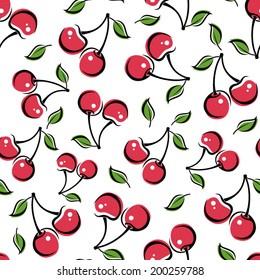 Seamless background with cherry. Vector illustration.