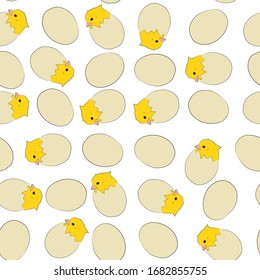 Seamless background with chicken eggs.